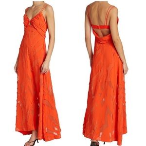 Jonathan Simkhai Katie Sheer Slip Dress - Textured Open Back Maxi size 6